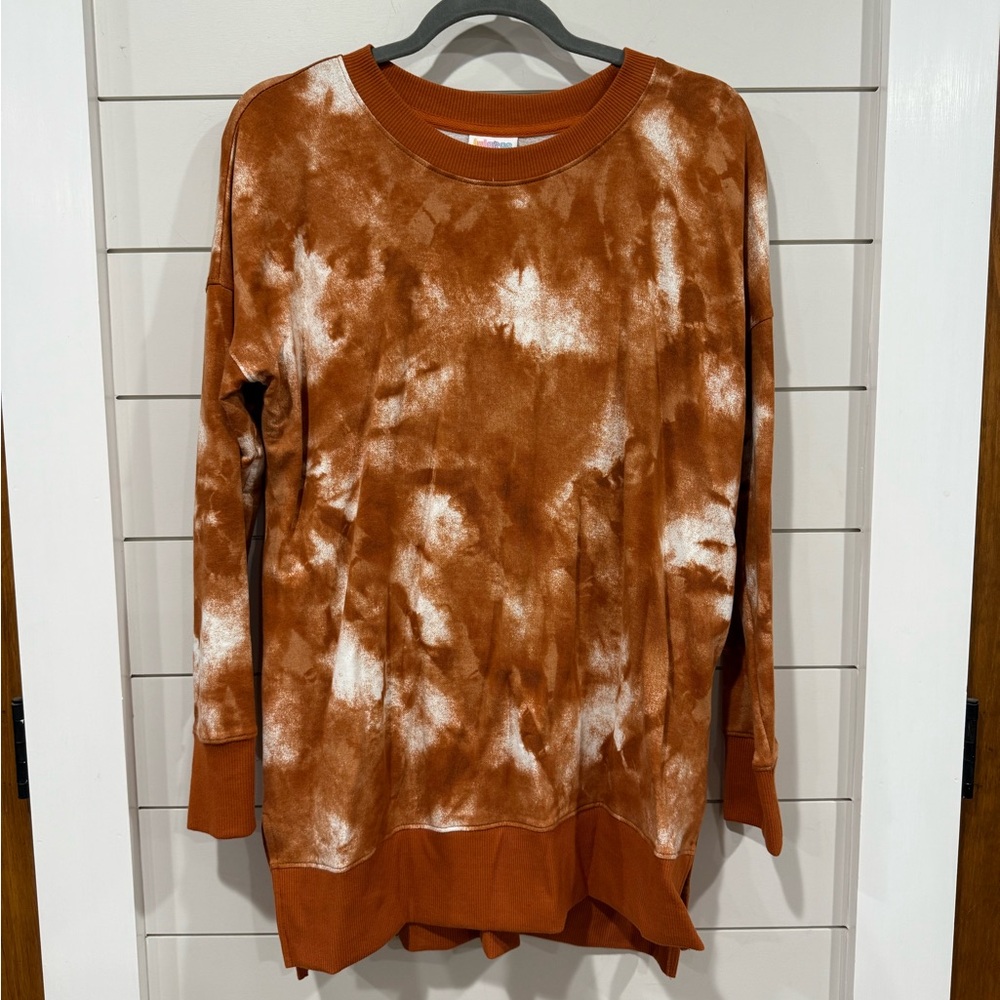 LuLaRoe Rust and White Tie-Dye Hannah Sweatshirt